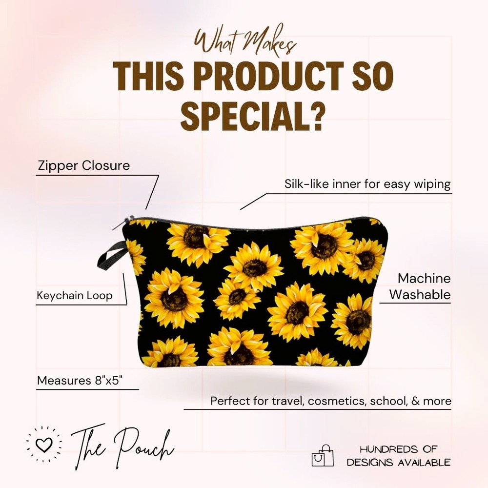 The Pouch Tacos Makeup Bag Unisex OS Red New Guacamole Food Print Zipper Pouch - Picture 3 of 3